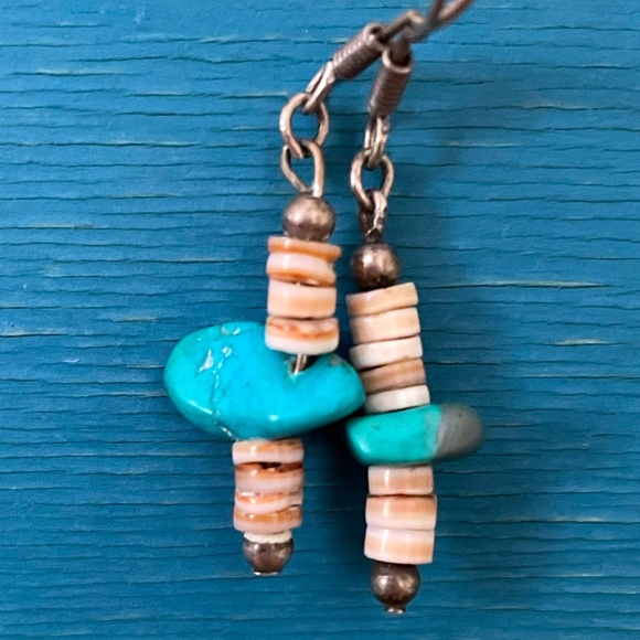 Handmade Turquoise Coral Earrings - Picture 1 of 3